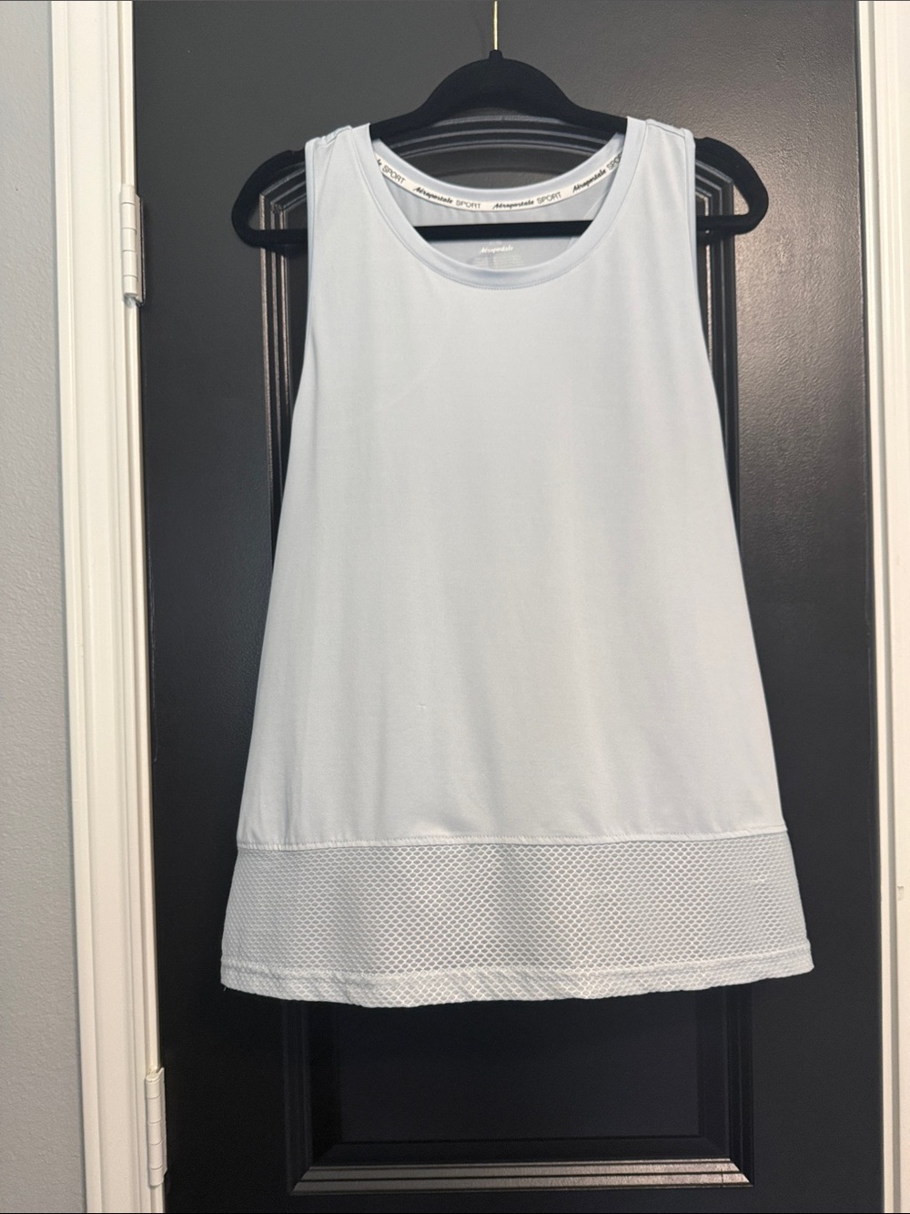 AeropostaleLight Blue Sleeveless Mesh-Hem Active Tank Top
